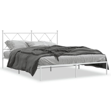 Bettgestell aus weißem Metall mit Kopfteil 160x200 cm von vidaXL, Betten und Lattenroste - Ref: Foro24-376554, Preis: 119,25 ...