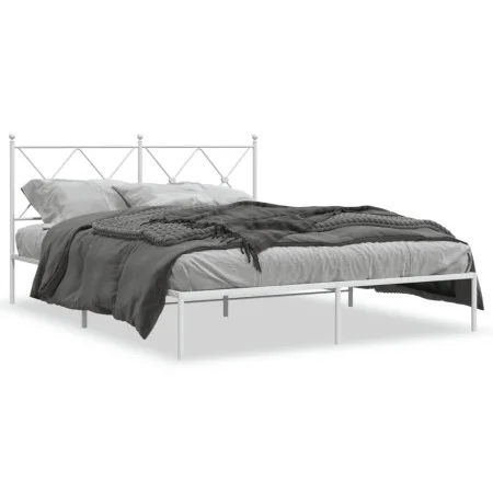 Estructura de cama con cabecero metal blanca 160x200 cm de vidaXL, Camas y somieres - Ref: Foro24-376554, Precio: 117,37 €, D...