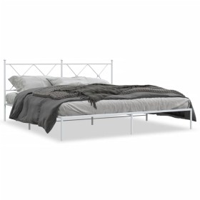 Metallbettgestell mit weißem Kopfteil 183x213 cm von vidaXL, Betten und Lattenroste - Ref: Foro24-376556, Preis: 105,40 €, Ra...