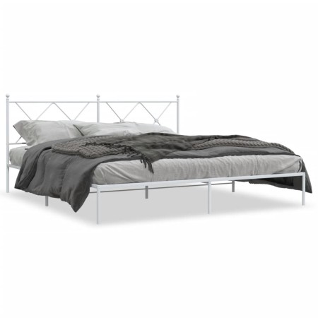 Metallbettgestell mit weißem Kopfteil 183x213 cm von vidaXL, Betten und Lattenroste - Ref: Foro24-376556, Preis: 105,40 €, Ra...