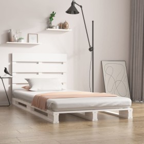 Estructura de cama sin colchón madera de pino blanca 90x200 cm