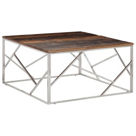 Mesa de centro acero inoxidable madera maciza traviesa plateado de vidaXL, Mesas de centro - Ref: Foro24-349957, Precio: 137,...