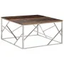 Mesa de centro acero inoxidable madera maciza traviesa plateado de vidaXL, Mesas de centro - Ref: Foro24-349957, Precio: 136,...