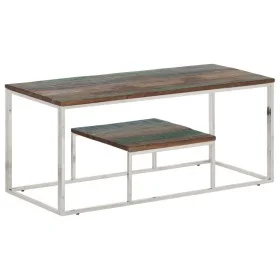 Silberner Couchtisch aus Edelstahl und recyceltem Holz von vidaXL, Couchtisch - Ref: Foro24-350024, Preis: 84,69 €, Rabatt: %