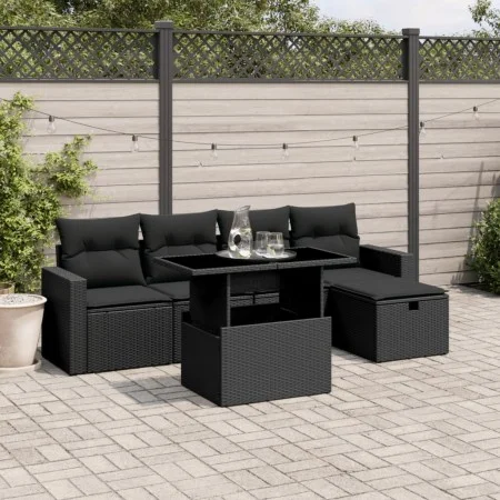 6-piece garden sofa set and black synthetic rattan cushions by vidaXL, Garden sets - Ref: Foro24-3274805, Price: 412,11 €, Di...