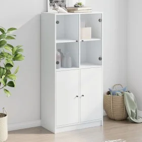 Tall sideboard with white engineered wood doors 68x37x142 cm by vidaXL, Sideboards - Ref: Foro24-3295864, Price: 119,23 €, Di...