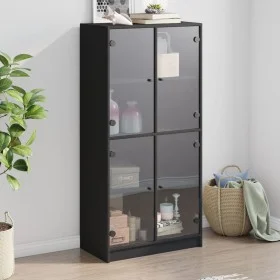 Tall sideboard with black engineered wood doors 68x37x142 cm by vidaXL, Sideboards - Ref: Foro24-3295858, Price: 127,90 €, Di...