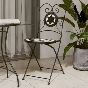 Klappbare Bistrostühle 2 Stück Keramik schwarz und weiß von vidaXL, Gartenstühle - Ref: Foro24-4003405, Preis: 139,16 €, Raba...