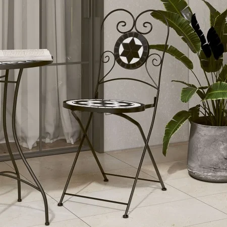 Klappbare Bistrostühle 2 Stück Keramik schwarz und weiß von vidaXL, Gartenstühle - Ref: Foro24-4003405, Preis: 139,16 €, Raba...