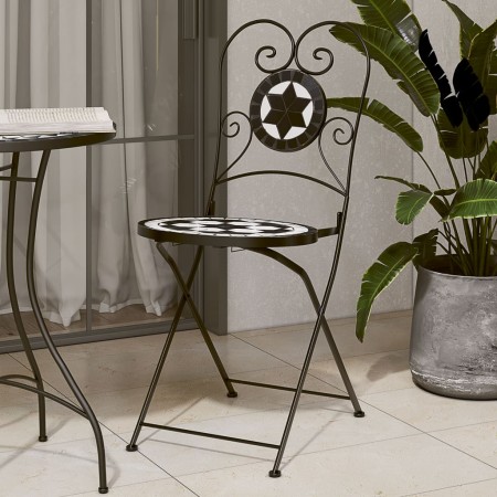 Klappbare Bistrostühle 2 Stück Keramik schwarz und weiß von vidaXL, Gartenstühle - Ref: Foro24-4003405, Preis: 141,57 €, Raba...