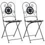 Klappbare Bistrostühle 2 Stück Keramik schwarz und weiß von vidaXL, Gartenstühle - Ref: Foro24-4003405, Preis: 141,57 €, Raba...
