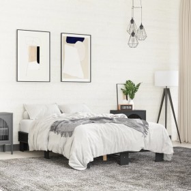 Engineered wood and black metal bed frame 120x200cm by vidaXL, Beds and slatted bases - Ref: Foro24-845862, Price: 87,64 €, D...