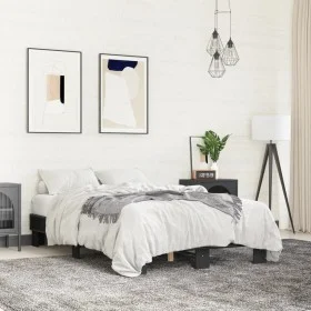 Engineered wood and black metal bed frame 120x200cm by vidaXL, Beds and slatted bases - Ref: Foro24-845862, Price: 86,78 €, D...