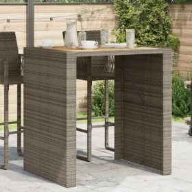Garden table gray PE rattan wooden surface 105x80x110cm by vidaXL, Garden tables - Ref: Foro24-368697, Price: 226,42 €, Disco...