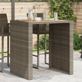 Mesa de jardín superficie de madera ratán PE gris 105x80x110cm