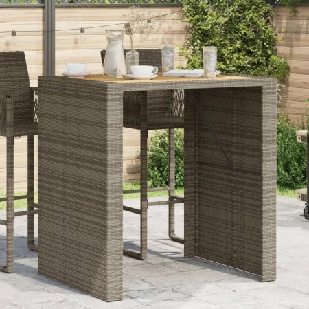 Garden table gray PE rattan wooden surface 105x80x110cm by vidaXL, Garden tables - Ref: Foro24-368697, Price: 227,77 €, Disco...