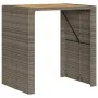 Garden table gray PE rattan wooden surface 105x80x110cm by vidaXL, Garden tables - Ref: Foro24-368697, Price: 227,77 €, Disco...