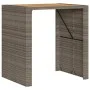 Garden table gray PE rattan wooden surface 105x80x110cm by vidaXL, Garden tables - Ref: Foro24-368697, Price: 227,77 €, Disco...