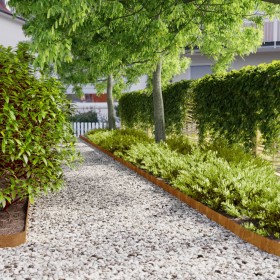 Flexible Corten steel lawn edging 10 pieces 10x103 cm by vidaXL, grass trimmers - Ref: Foro24-821890, Price: 69,76 €, Discoun...