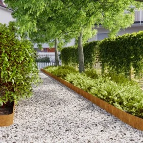 Bordes de césped acero corten flexible 10 piezas 15x103 cm de vidaXL, Recortadoras de césped - Ref: Foro24-821892, Precio: 84...