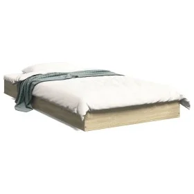 Sonoma oak engineered wood bed frame 100x200 cm by vidaXL, Beds and slatted bases - Ref: Foro24-842058, Price: 62,50 €, Disco...
