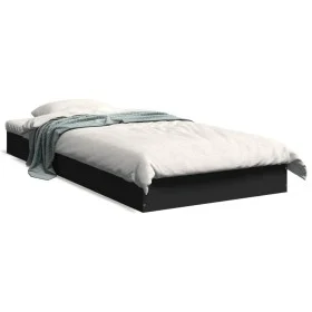 Black engineered wood bed frame 90x200 cm by vidaXL, Beds and slatted bases - Ref: Foro24-842064, Price: 68,91 €, Discount: %