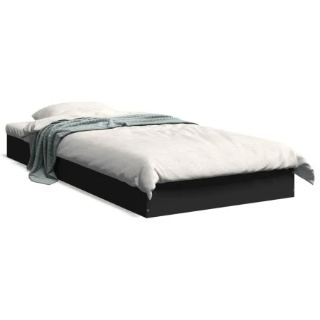 Black engineered wood bed frame 90x200 cm by vidaXL, Beds and slatted bases - Ref: Foro24-842064, Price: 68,91 €, Discount: %