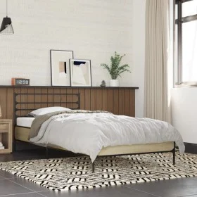 Sonoma oak metal engineered wood bed frame 75x190 cm by vidaXL, Beds and slatted bases - Ref: Foro24-845623, Price: 70,75 €, ...