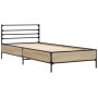 Estructura cama madera ingeniería metal roble Sonoma 75x190 cm de vidaXL, Camas y somieres - Ref: Foro24-845623, Precio: 64,2...