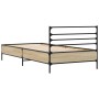 Estructura cama madera ingeniería metal roble Sonoma 75x190 cm de vidaXL, Camas y somieres - Ref: Foro24-845623, Precio: 64,2...
