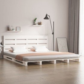 Estructura de cama sin colchón madera de pino blanca 120x200 cm Estructura de cama sin colchón madera de pino blanca 120x200 cm