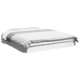 White engineered wood bed frame 160x200 cm by vidaXL, Beds and slatted bases - Ref: Foro24-842007, Price: 106,25 €, Discount: %