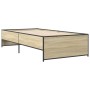 Estructura cama madera ingeniería metal roble Sonoma 100x200 cm de vidaXL, Camas y somieres - Ref: Foro24-845237, Precio: 92,...