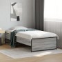 Estructura cama madera ingeniería metal gris Sonoma 90x190 cm de vidaXL, Camas y somieres - Ref: Foro24-845249, Precio: 91,90...