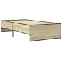Estructura cama madera ingeniería metal roble Sonoma 90x200 cm de vidaXL, Camas y somieres - Ref: Foro24-845242, Precio: 90,6...