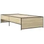 Estructura cama madera ingeniería metal roble Sonoma 90x200 cm de vidaXL, Camas y somieres - Ref: Foro24-845242, Precio: 90,6...