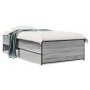 Estructura cama madera ingeniería metal gris Sonoma 75x190 cm de vidaXL, Camas y somieres - Ref: Foro24-845254, Precio: 89,00...