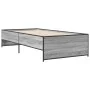 Sonoma gray metal engineered wood bed frame 75x190 cm by vidaXL, Beds and slatted bases - Ref: Foro24-845254, Price: 87,99 €,...