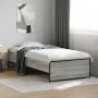 Sonoma gray metal engineered wood bed frame 75x190 cm by vidaXL, Beds and slatted bases - Ref: Foro24-845254, Price: 87,99 €,...