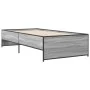 Sonoma gray metal engineered wood bed frame 75x190 cm by vidaXL, Beds and slatted bases - Ref: Foro24-845254, Price: 87,99 €,...