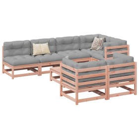 Set de sofás jardín 8 pzas con cojines madera de abeto Douglas