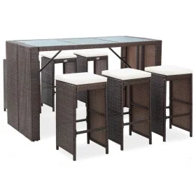 7-teiliges Gartenbar-Set und Kissen aus synthetischem Rattan braun von vidaXL, Gartensets - Ref: Foro24-49559, Preis: 397,80 ...