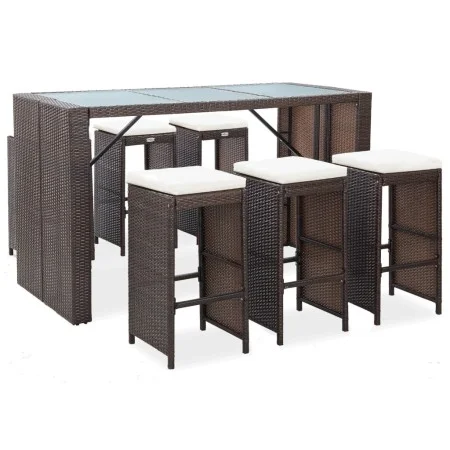 Garden bar set 7 pieces with brown synthetic rattan cushions by vidaXL, Garden sets - Ref: Foro24-49559, Price: 397,80 €, Dis...