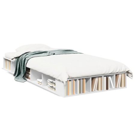 White engineered wood bed frame 90x200 cm by vidaXL, Beds and slatted bases - Ref: Foro24-3280517, Price: 123,02 €, Discount: %