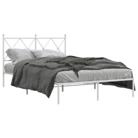 Metal bed frame with white headboard 120x200 cm by vidaXL, Beds and slatted bases - Ref: Foro24-376549, Price: 107,50 €, Disc...