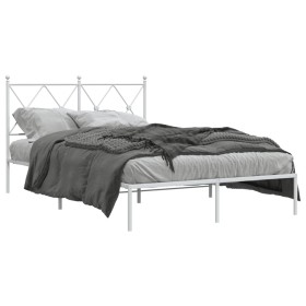 Metallbettgestell mit weißem Kopfteil 120x200 cm von vidaXL, Betten und Lattenroste - Ref: Foro24-376549, Preis: 109,21 €, Ra...
