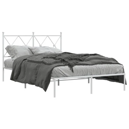 Metal bed frame with white headboard 120x200 cm by vidaXL, Beds and slatted bases - Ref: Foro24-376549, Price: 107,50 €, Disc...