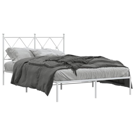 Metallbettgestell mit weißem Kopfteil 120x200 cm von vidaXL, Betten und Lattenroste - Ref: Foro24-376549, Preis: 109,21 €, Ra...