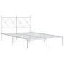 Metal bed frame with white headboard 120x200 cm by vidaXL, Beds and slatted bases - Ref: Foro24-376549, Price: 107,50 €, Disc...