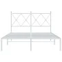Metal bed frame with white headboard 120x200 cm by vidaXL, Beds and slatted bases - Ref: Foro24-376549, Price: 107,50 €, Disc...